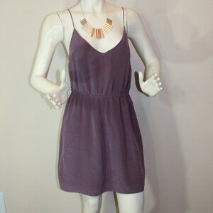 NWT Aritzia Wilfred  100% silk mini  Purpule  stripe dress size Medium
